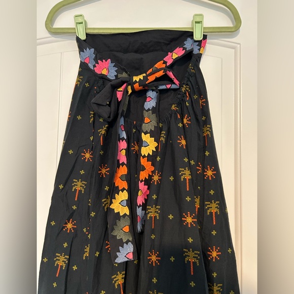 Farm Rio Anthropologie Embroidered Maxi Strapless Tie Back Dress - Picture 8 of 12